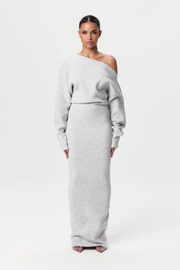 Natalie | Soft Ribbed Knit Dress - Gray