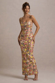 Elle | Sequin Floral Maxi Dress