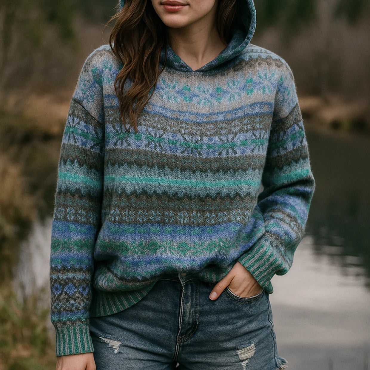 Sola | Timeless Pattern Hoodie - Blue