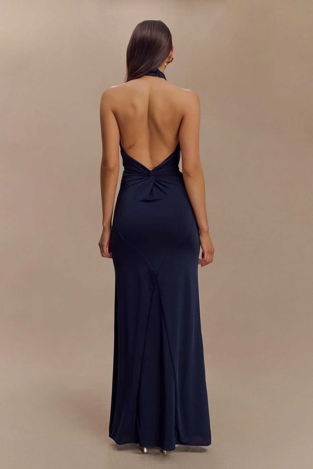 Rhiana | Elegant Halter Dress - Navy Blue