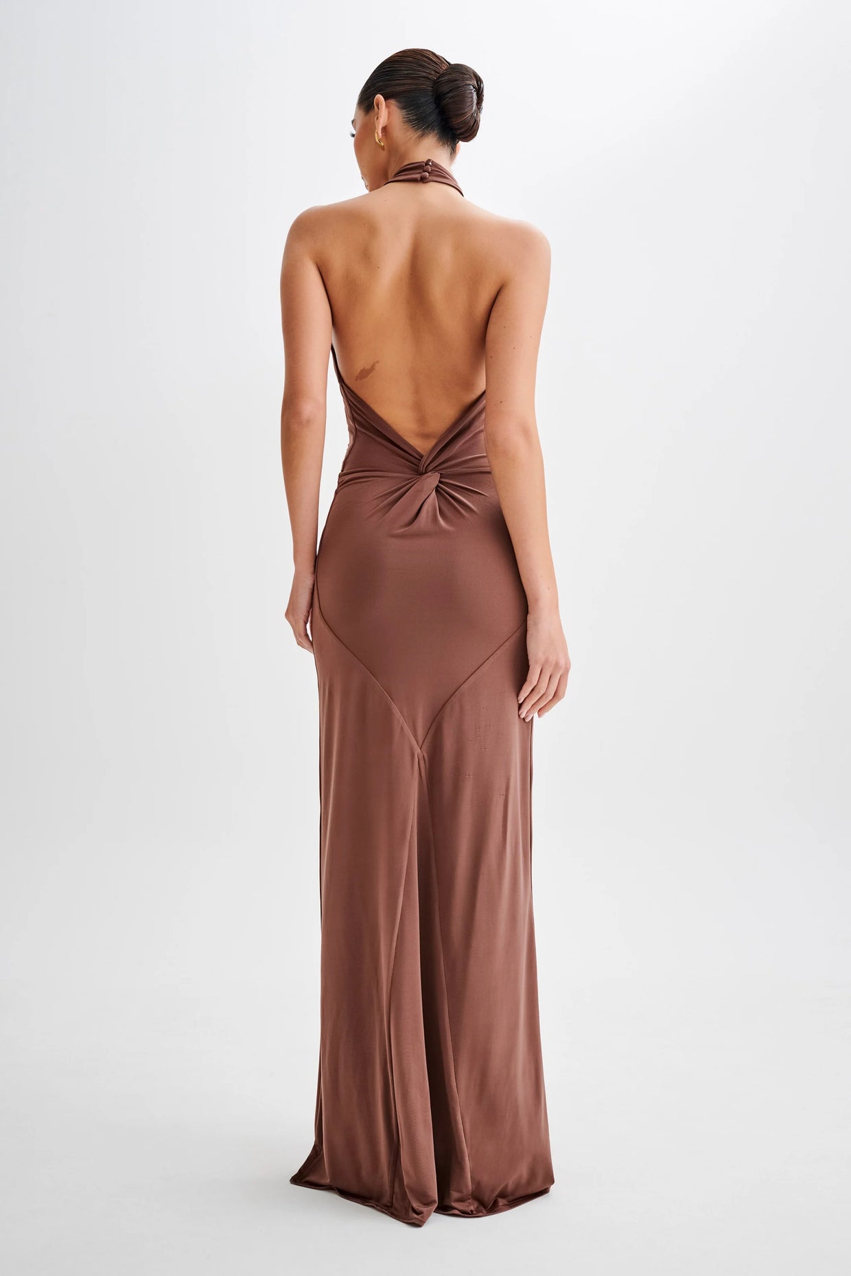Rhiana | Elegant Halter Dress - Chocolate