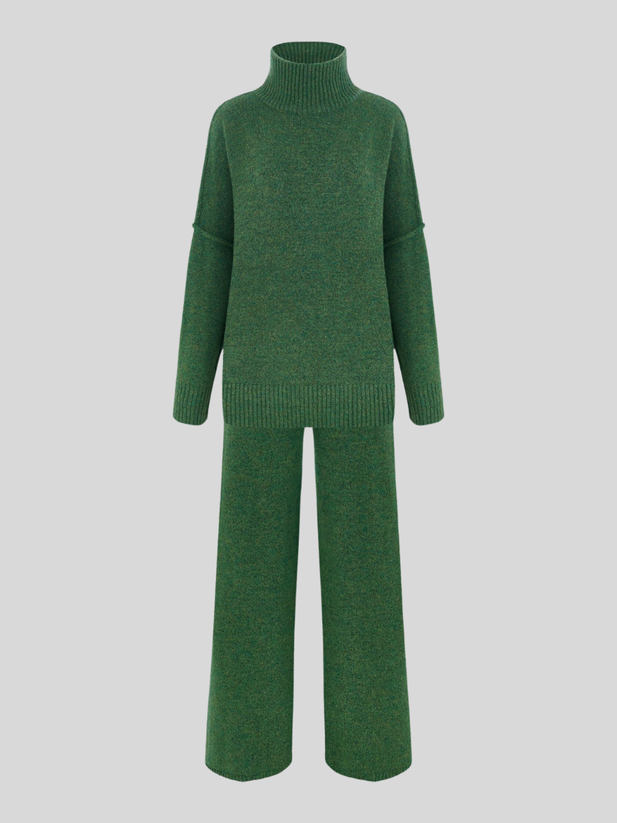 Morwen - Oversized Turtle-Neck Knitted Two-Piece Set