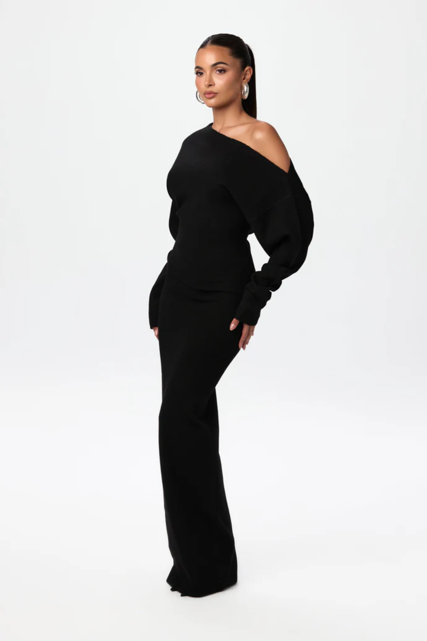 Natalie | Soft Ribbed Knit Dress - Black