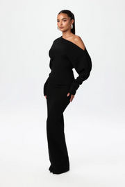 Natalie | Soft Ribbed Knit Dress - Black