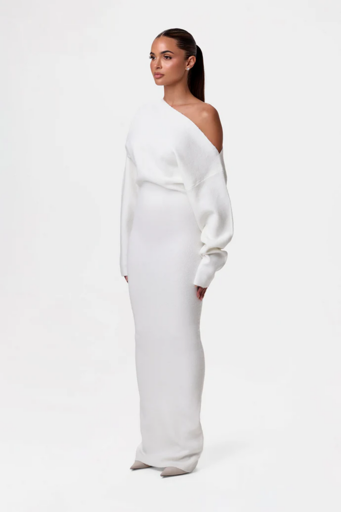 Natalie | Soft Ribbed Knit Dress - White