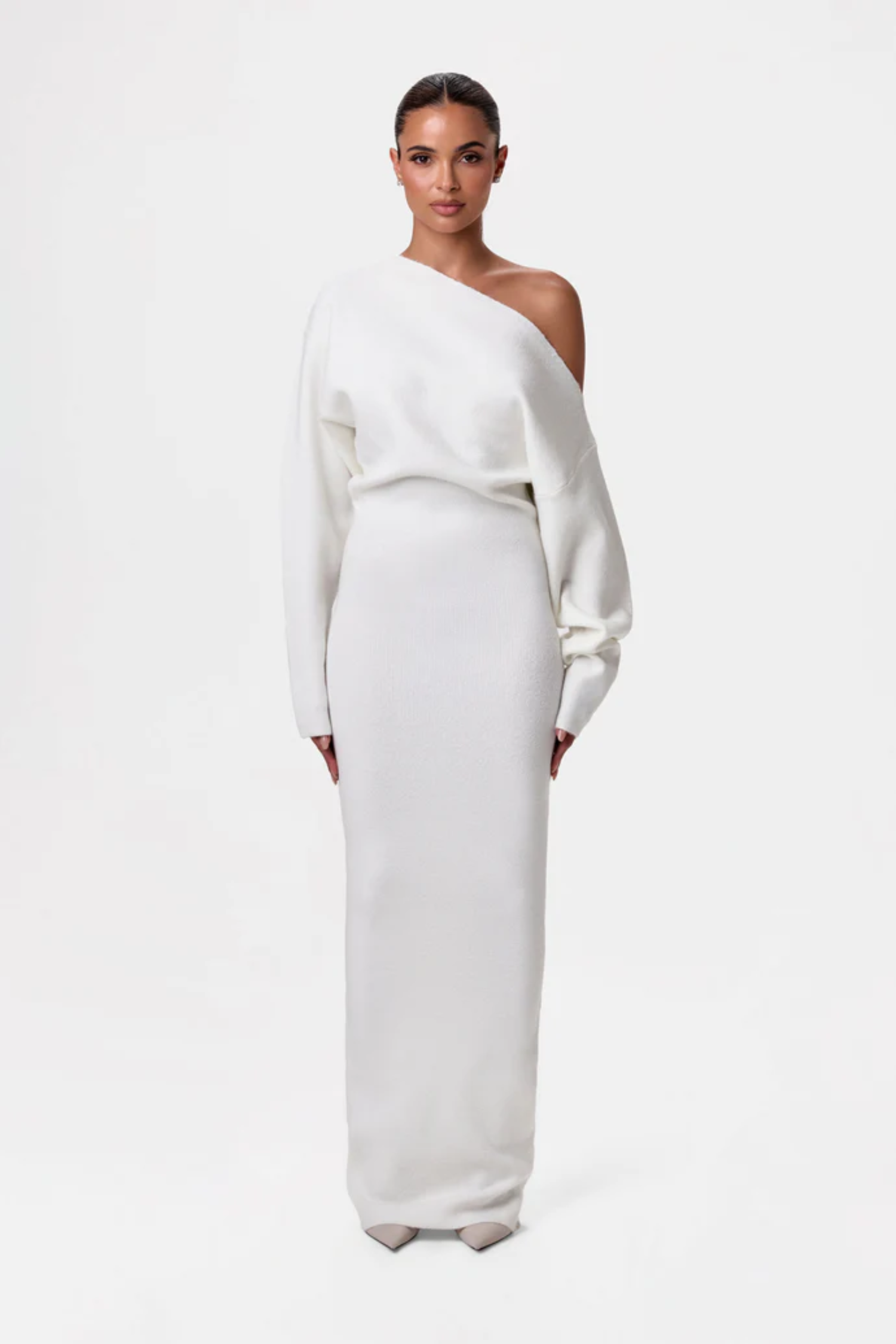 Natalie | Soft Ribbed Knit Dress - White