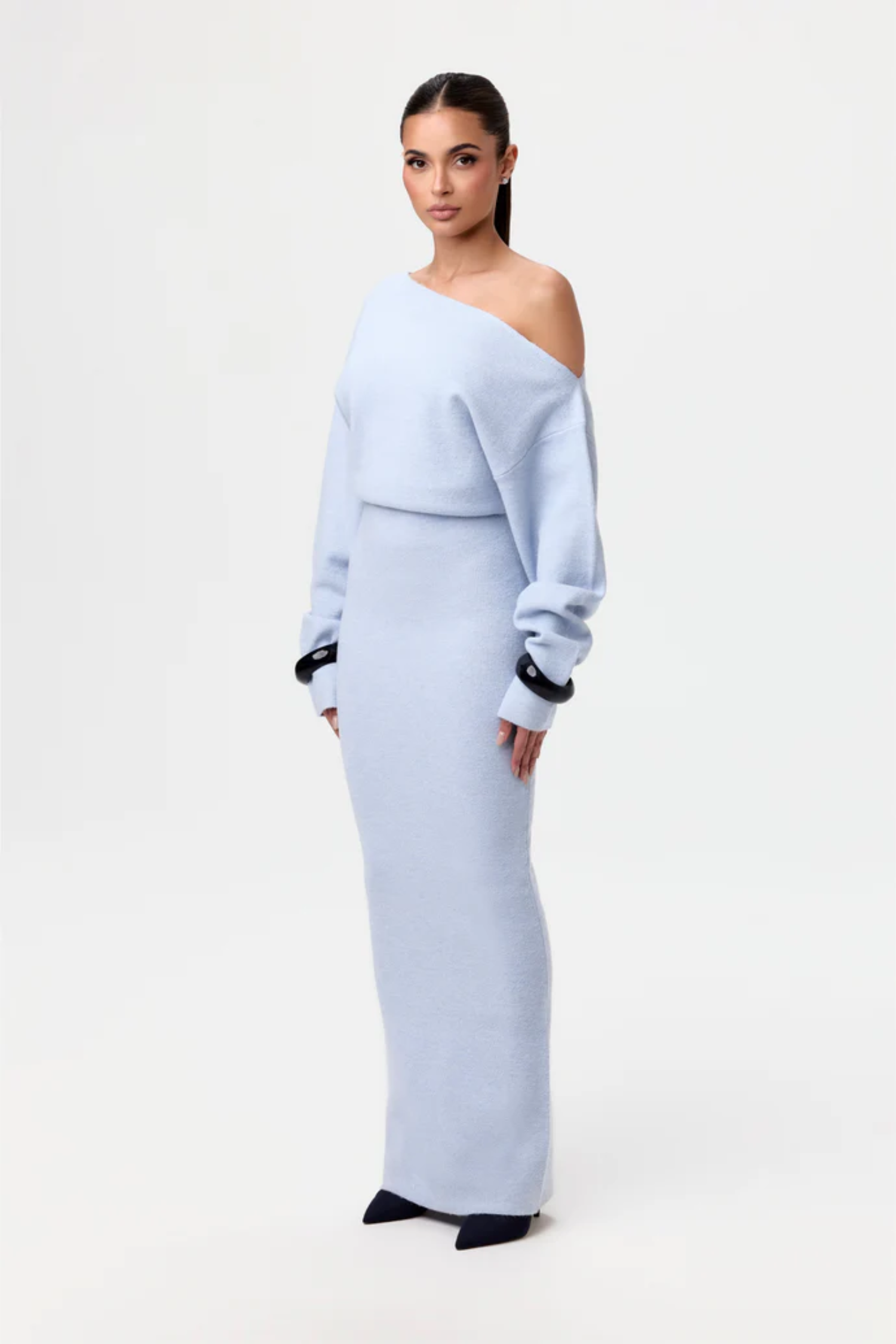 Natalie | Soft Ribbed Knit Dress - Blue
