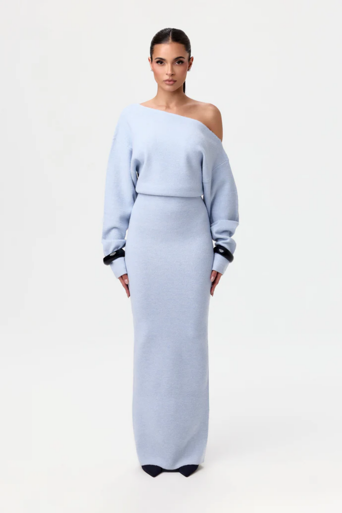 Natalie | Soft Ribbed Knit Dress - Blue