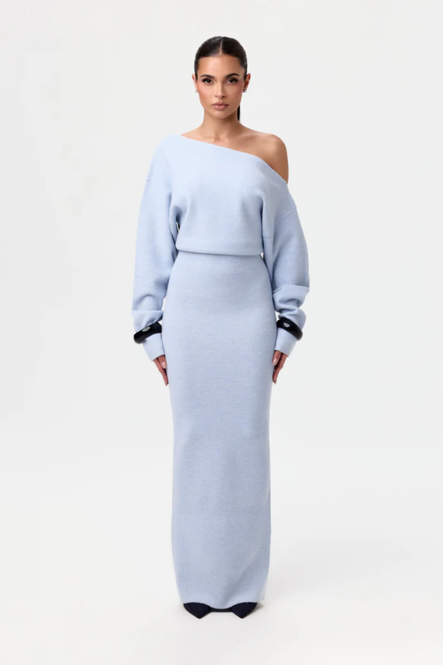 Natalie | Soft Ribbed Knit Dress - Blue