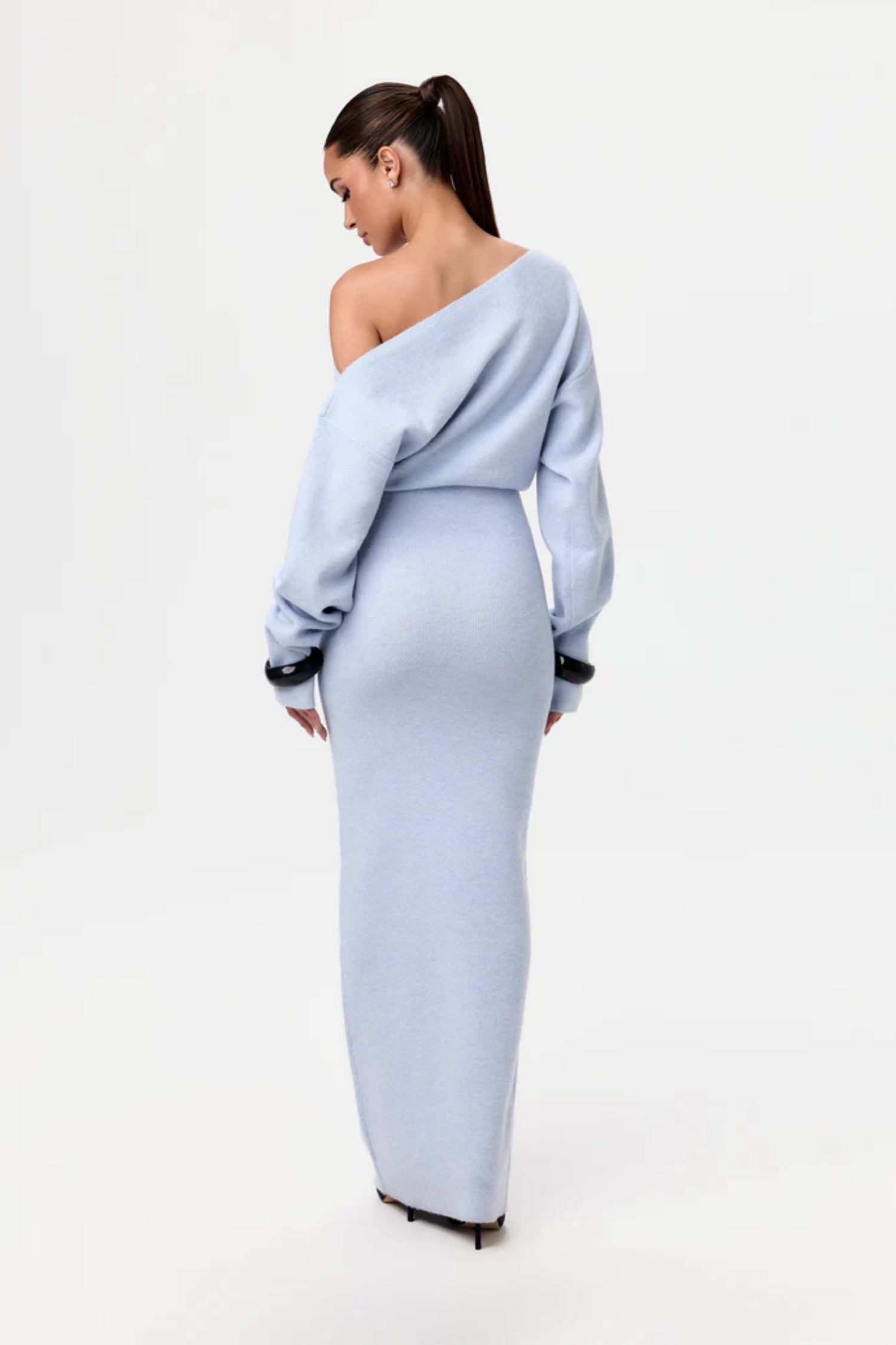 Natalie | Soft Ribbed Knit Dress - Blue