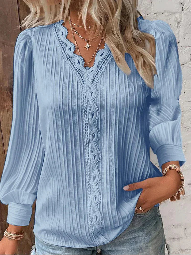 Emma | Blouse met Kantdetails in Chiffon