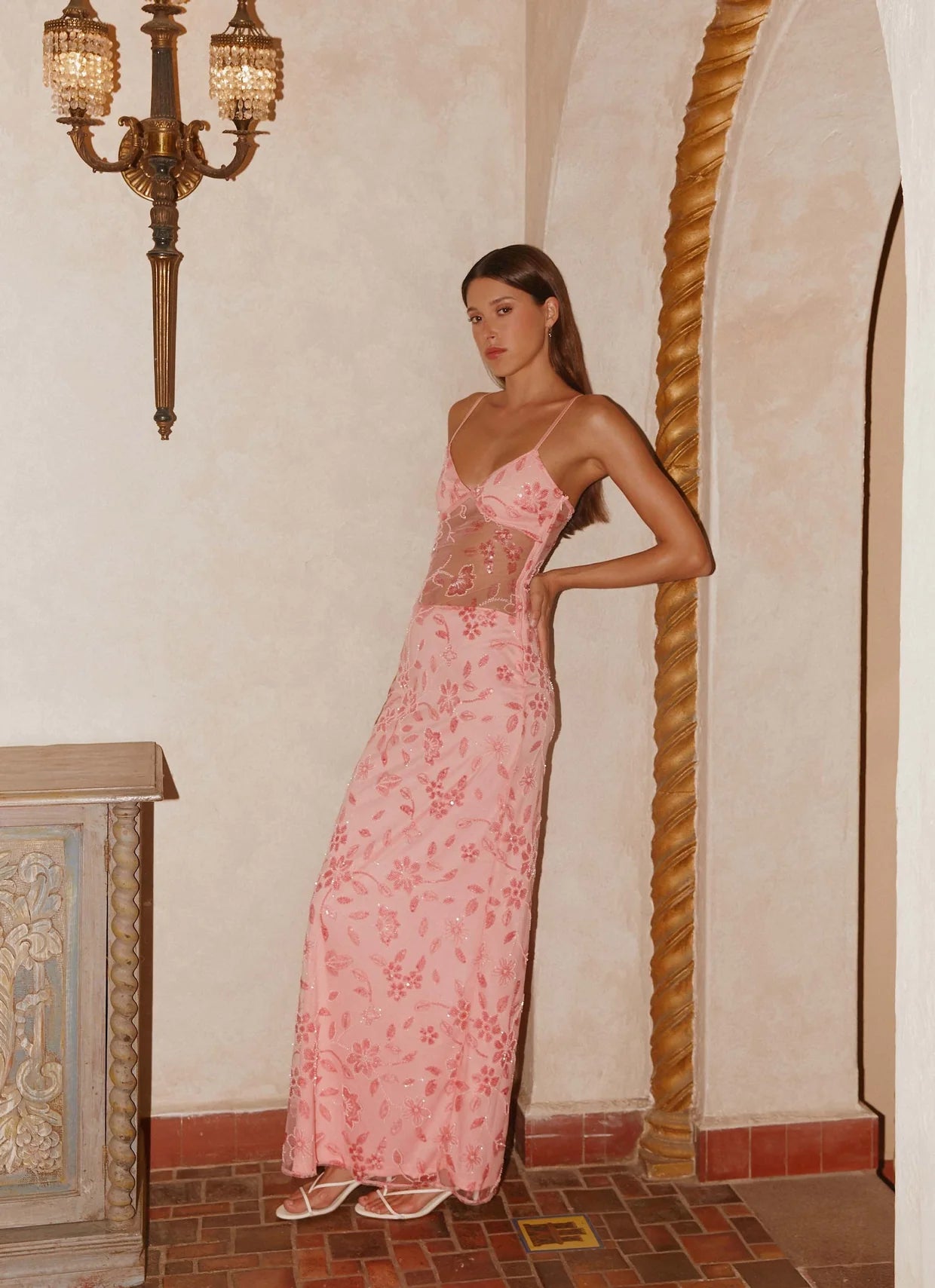 Laura | Sheer Floral Maxi Dress