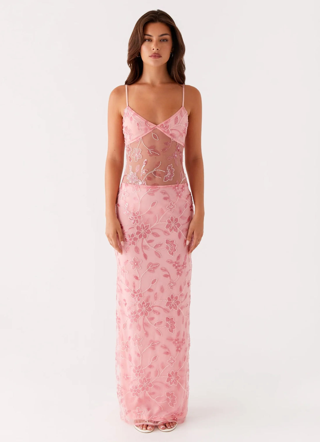 Laura | Sheer Floral Maxi Dress