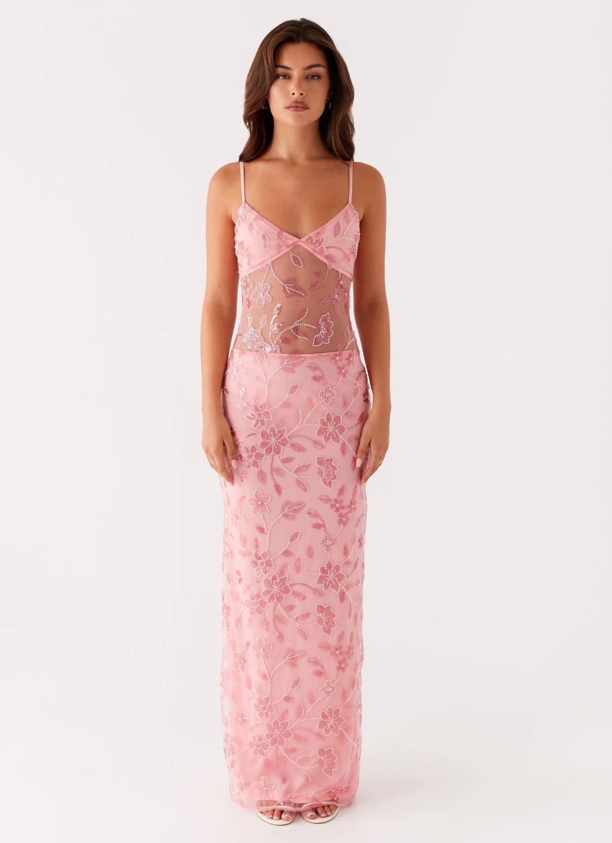 Laura | Sheer Floral Maxi Dress