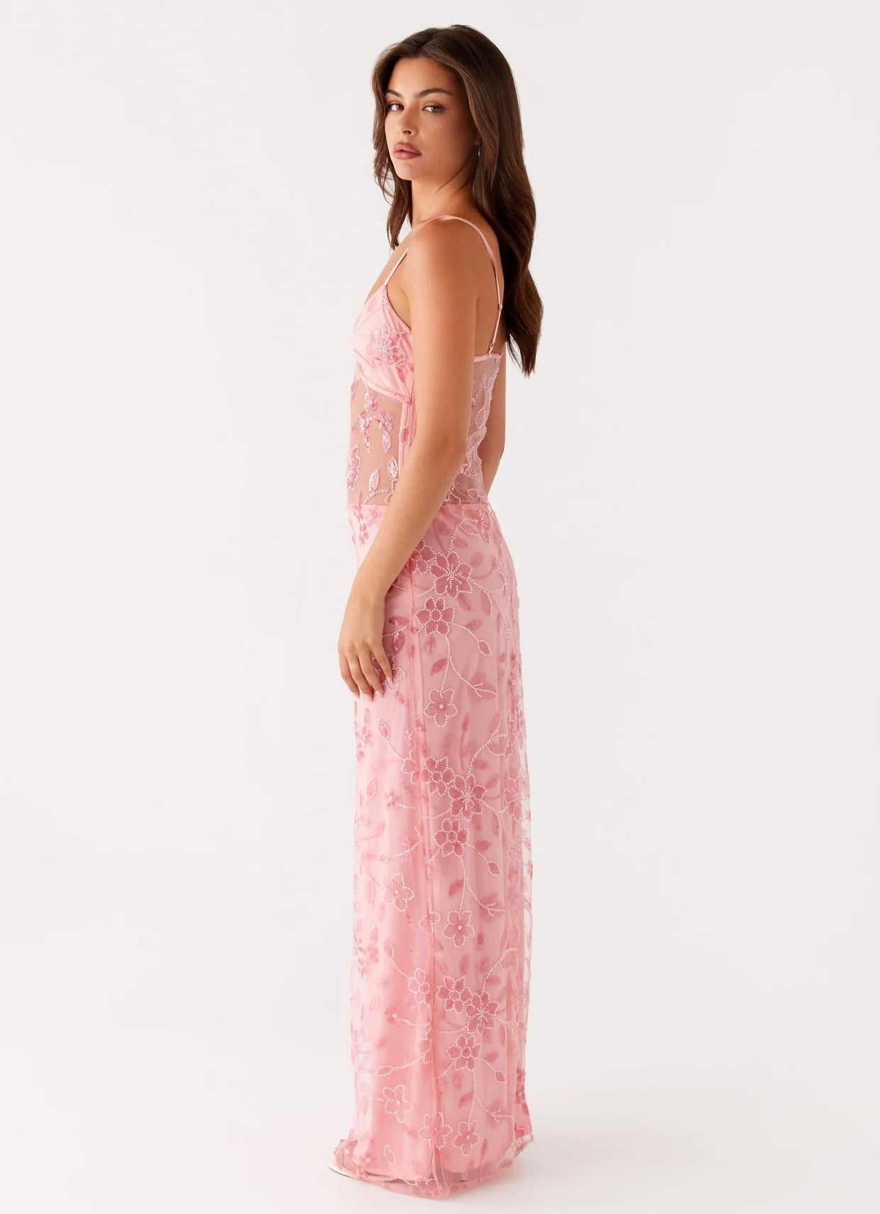 Laura | Sheer Floral Maxi Dress