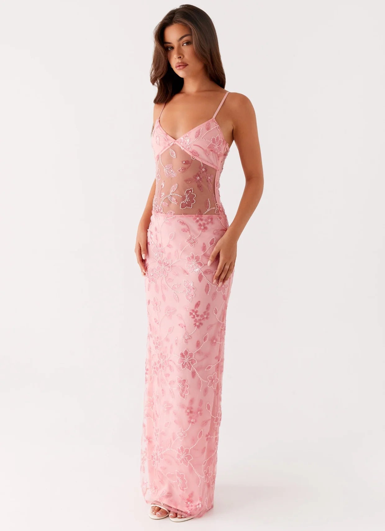 Laura | Sheer Floral Maxi Dress