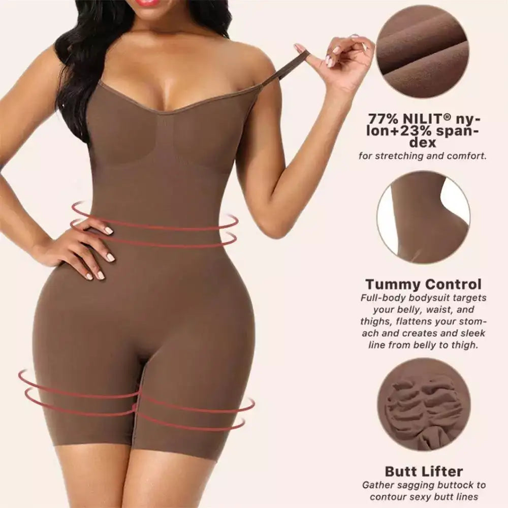 Silky Seamless Full Bodysuit Shapewear for Women Tummy Control Bodysuit Hip Lifting Butt Lifter Body Shaper Shorts