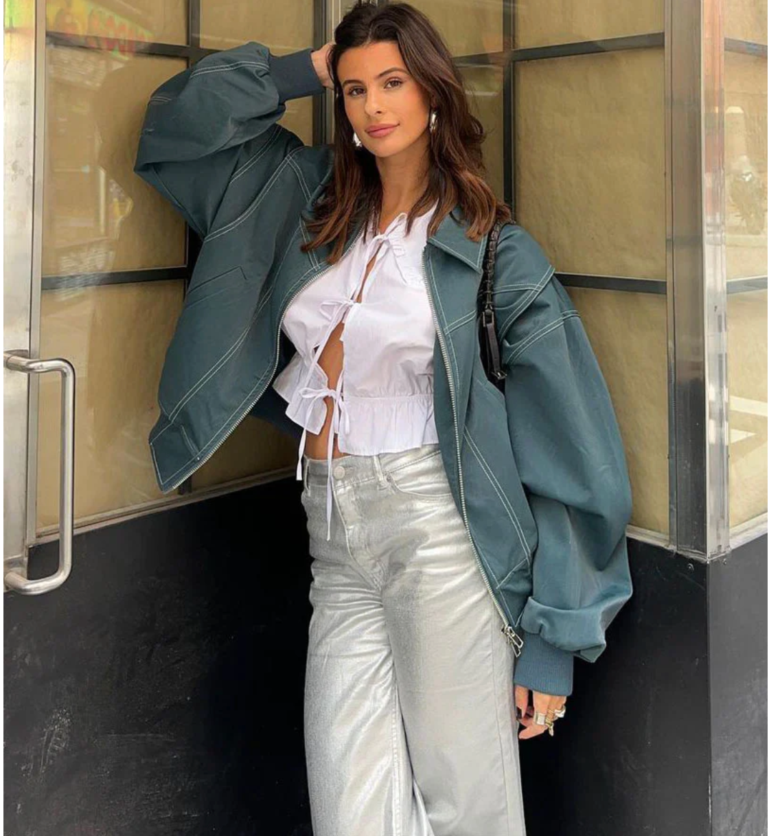 Jayla - Oversized Leather Zipper Jacket