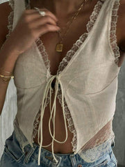 Breeze - Front Tie-Top with Lace Trims