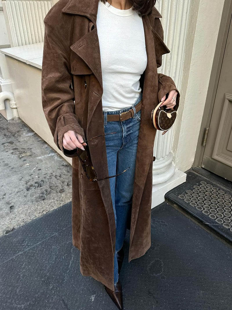 Molly imitatiesuède trenchcoat