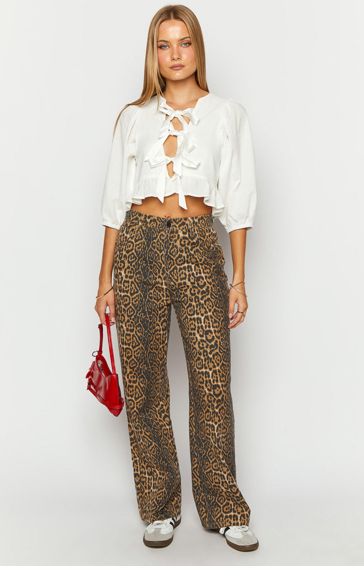 Malou - Leopard Print Straight Fit Jeans