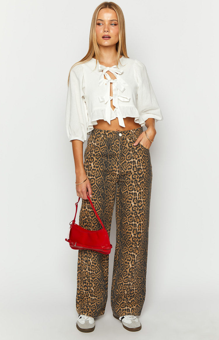 Malou - Leopard Print Straight Fit Jeans