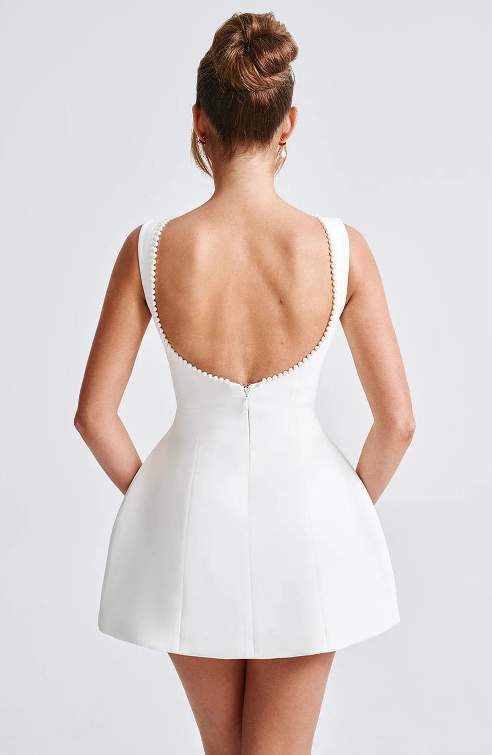 Ylona | Pearl-Tie Dress - White