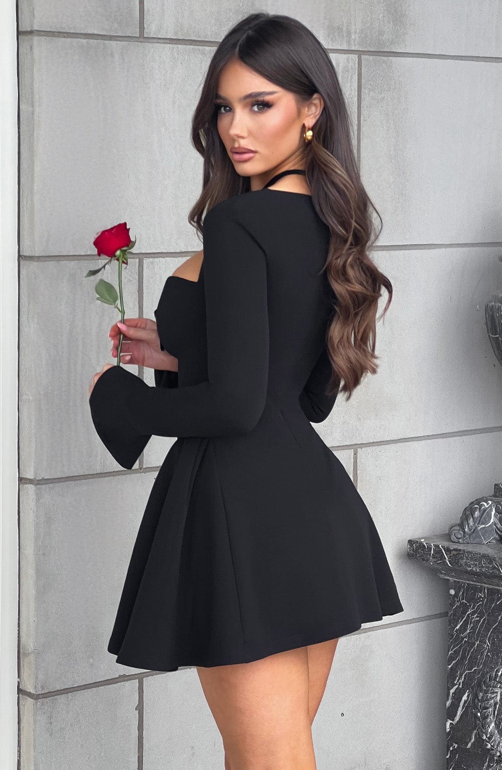 Salomé | A-Line Pleated Full Sleeves Mini Dress