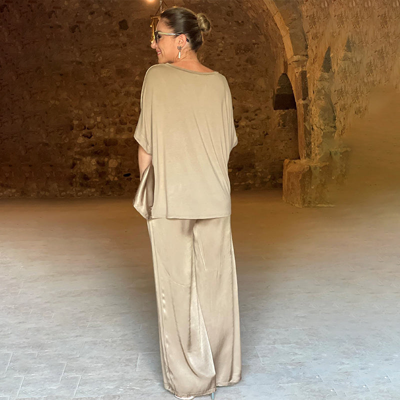 🔥 Offerta limitata nel tempo 50% di sconto💃 Set due pezzi lucido con scollo a V oversize