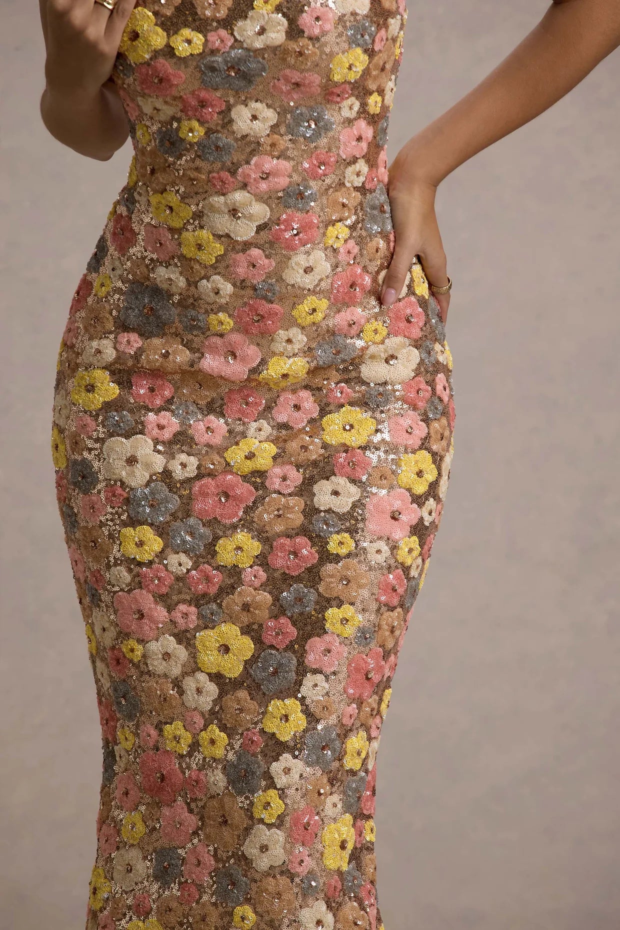 Elle | Sequin Floral Maxi Dress