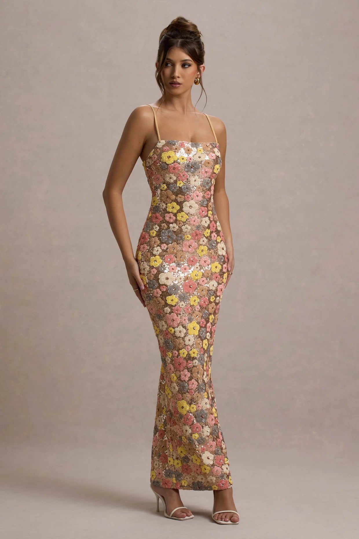 Elle | Sequin Floral Maxi Dress