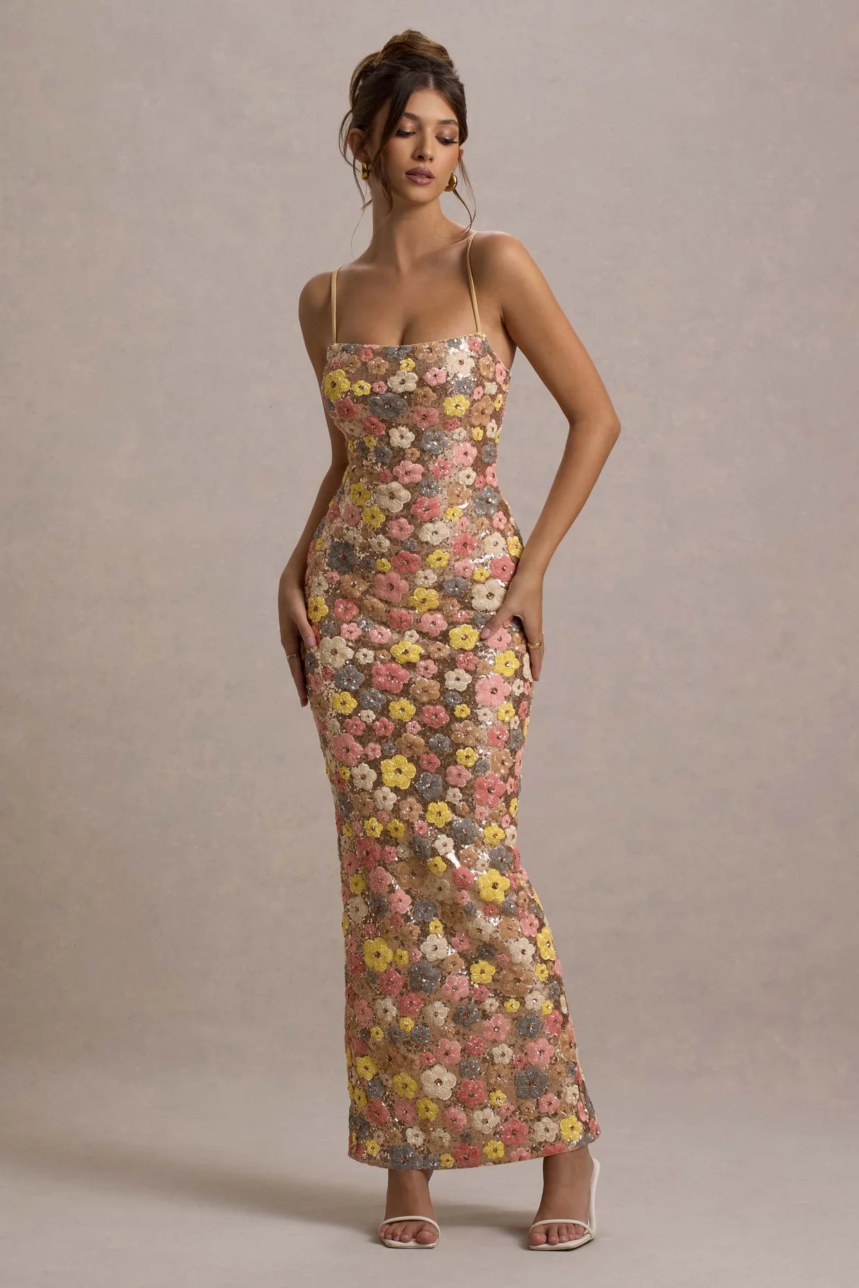 Elle | Sequin Floral Maxi Dress