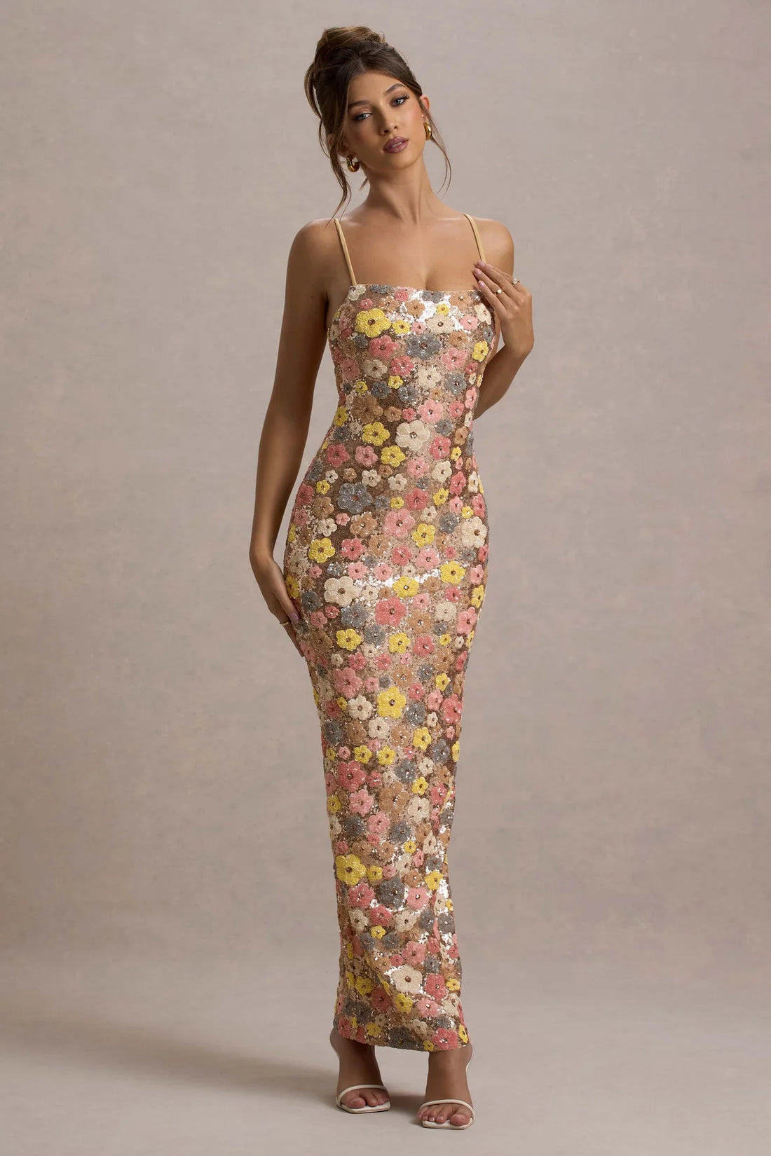 Elle | Sequin Floral Maxi Dress